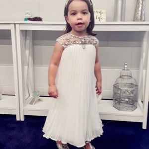 A-line pleated Art Deco chiffon dress